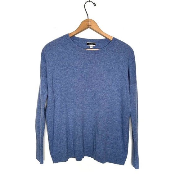 J. Crew | Blue Cashmere Crewneck Boyfriend Sweater Size XXS - Picture 1 of 5